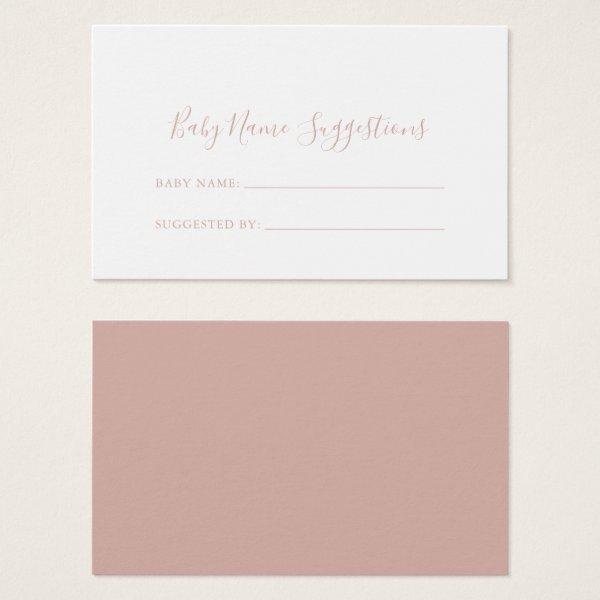 Rose Gold Minimalist Baby Name Suggestions Card