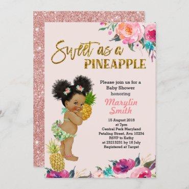 Rose Gold Pineapple Baby Shower Invitation