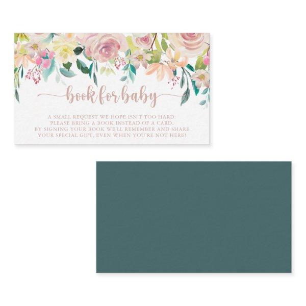 Rose Gold Spring Floral Baby Shower Book Request   Enclosure Card