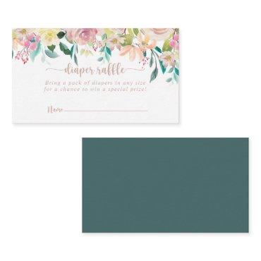 Rose Gold Spring Floral Diaper Raffle Ticket  Enclosure Card