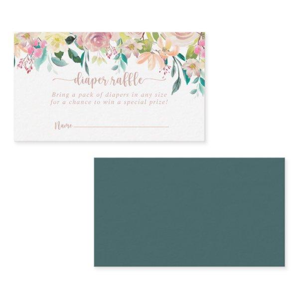 Rose Gold Spring Floral Diaper Raffle Ticket  Enclosure Card