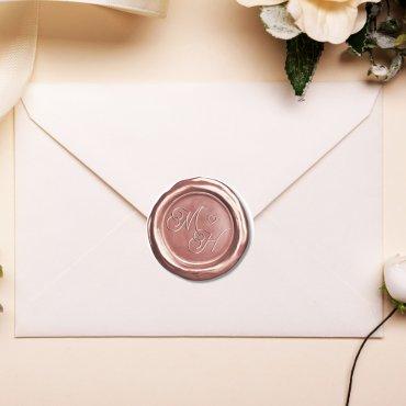 Rose Gold Vintage Initials Custom Wedding Favor Classic Round Sticker