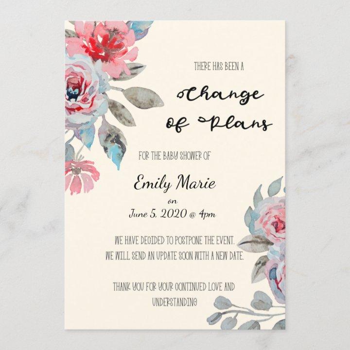 Roses Change of Plans Baby Shower Card