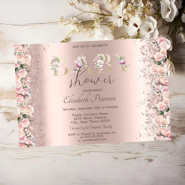 Roses Glitter Confetti Rose Gold