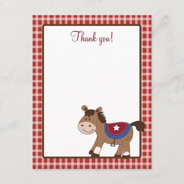 Round 'Em Up Western Horse 4x5 Flat Thank you note