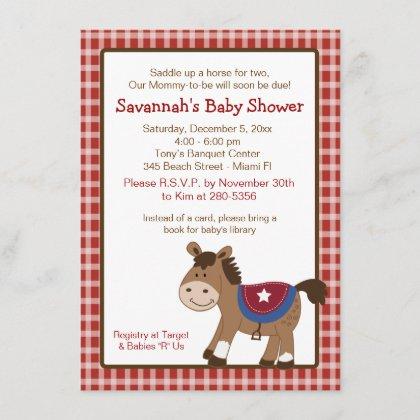 Round Em Up Western Horse Baby Shower Invitation