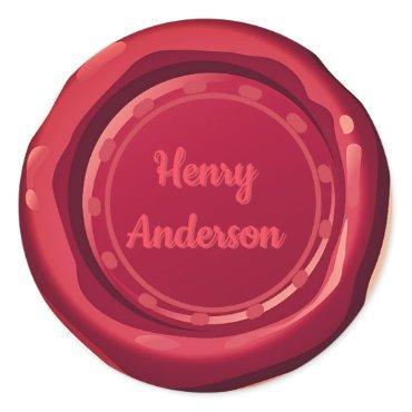 Round Stickers - Customise Red Wax Envelope Seal