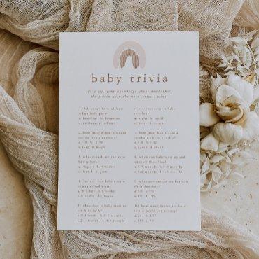 ROWAN Girl Rainbow Baby Shower Trivia Game Card