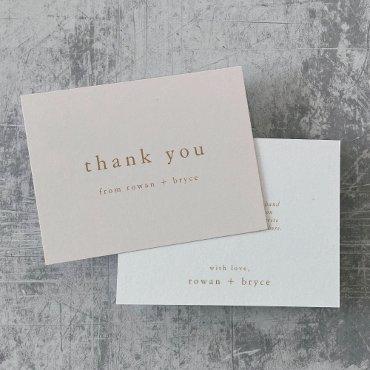 ROWAN Unique Pink Gold Minimalist Modern Simple Thank You Card