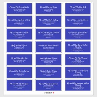 Royal Blue and White Wedding Guest Address Labels