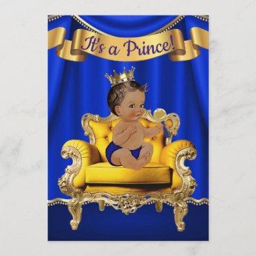 Royal Blue Gold Baby Shower Invitations