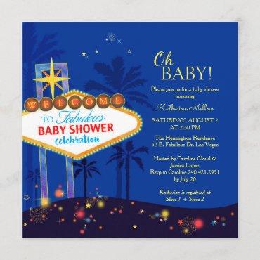 Royal Blue Las Vegas Baby Shower Invitation