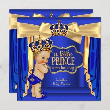 Royal Blue Prince Baby Shower Gold Crown Blonde