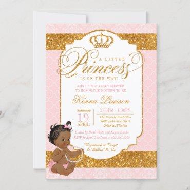 Royal Little Princess Pink and Gold Baby Shower Invitation