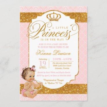 Royal Little Princess Pink and Gold Baby Shower Invitation