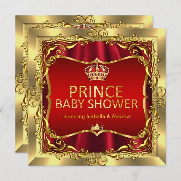 Royal Prince Baby Shower Boy Red Gold