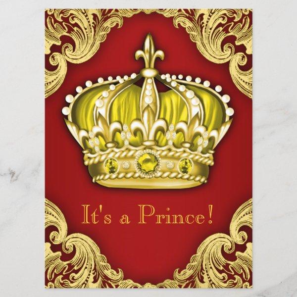 Royal Prince Baby Shower Red and Gold