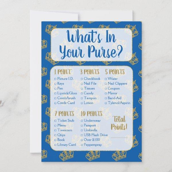 Royal Prince What's In Your Purse Baby Shower Game