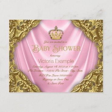 Royal Princess Baby Shower Pink Satin and Gold Invitation