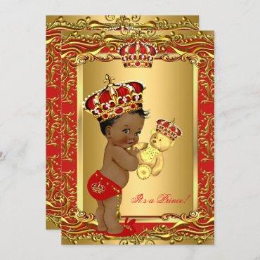Royal Red Prince Crown Baby Shower Bear Ethnic