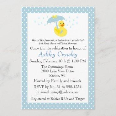 Rubber Ducky Baby Boy Shower invite - customize