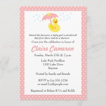 Rubber Ducky Baby Girl Shower invite - customize