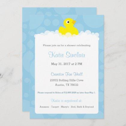 Rubber Ducky Baby Shower Invitation - Blue
