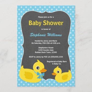 Rubber Ducky Baby Shower Invitation Blue & Yellow