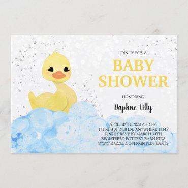 Rubber Ducky Baby Shower Invitation - Blue Yellow