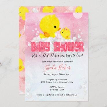 Rubber Ducky Baby Shower Invitation | Girl Duckie