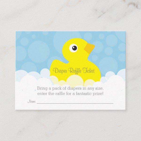 Rubber Ducky Diaper Raffle Ticket - Blue Enclosure Card