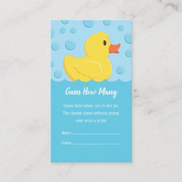 Rubber Ducky Guess How Many Baby Shower Game Enclosure Card