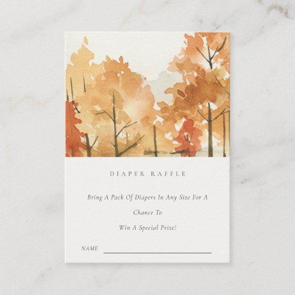 Rust Orange Fall Trees Diaper Raffle Baby Shower Enclosure Card