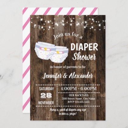 Rustic Baby Diaper Shower Invitation