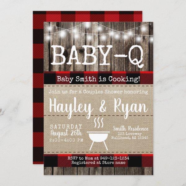 Rustic Baby-Q BBQ Buffalo Plaid Couples Shower