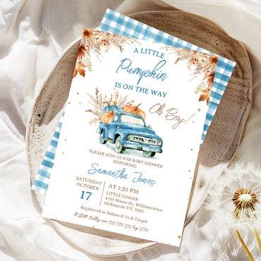 Rustic Blue Truck Little Pumpkin Baby Shower