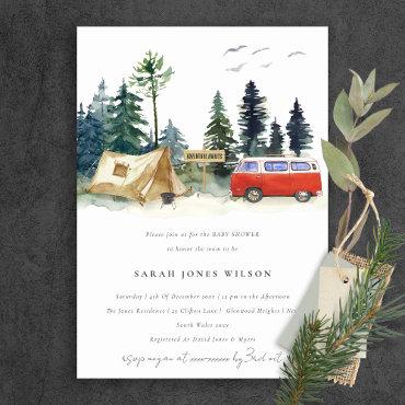 Rustic Camping Watercolor Pine Forest