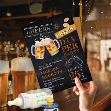 Rustic Chalkboard Cheers & Beers Diaper Party