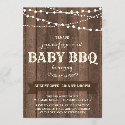 Rustic Charm BBQ Baby Shower Invitation