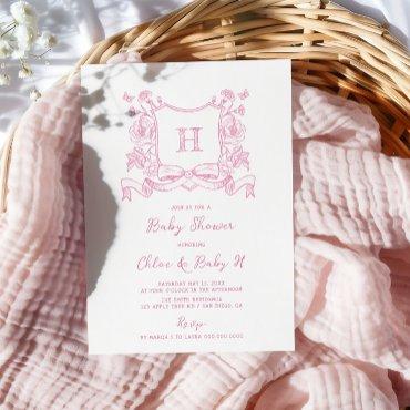 Rustic Chinoiserie Bow Floral Crest