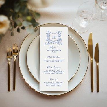 Rustic Chinoiserie Bow Floral Crest Baby Shower Menu