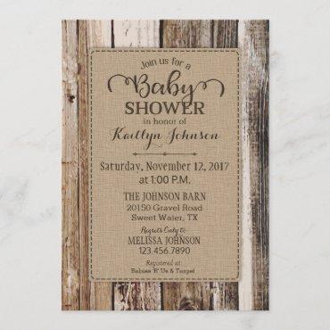 Rustic Country Barn Wood Baby Shower Invitation