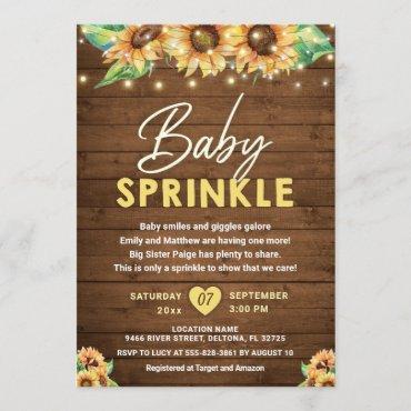 Rustic Country Sunflower Yellow Fall Baby Sprinkle Invitation