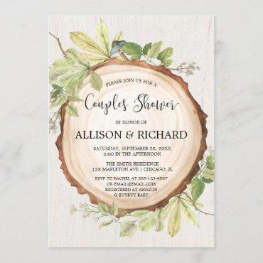 Rustic couples baby shower gender neutral woodland invitation
