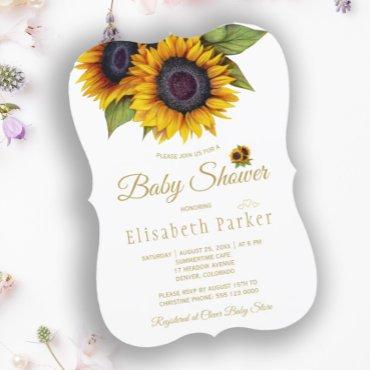 Rustic elegant gold sunflowers summer