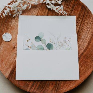 Rustic Eucalyptus Gold Floral Wedding  Envelope