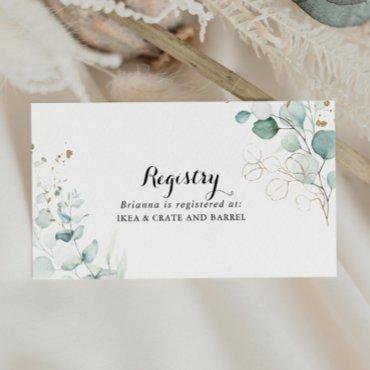 Rustic Eucalyptus Gold Wedding Gift Registry Enclosure Card