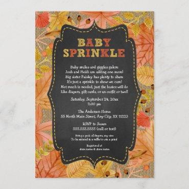 Rustic Fall Leaves Baby Sprinkle / baby shower Invitation