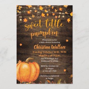 Rustic Fall Pumpkin Baby Shower Invitations