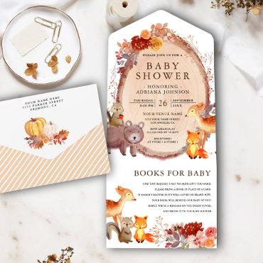 Rustic Fall Woodland Forest Animals Baby Shower All In One